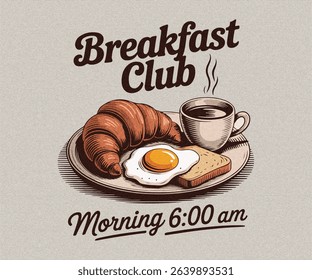 Breakfast time vector design, fried egg on a slice of toast, Morning time artwork, Fresh start your day. Morning-time artwork for apparel, sticker, batch, background, poster and others. Breakfast club