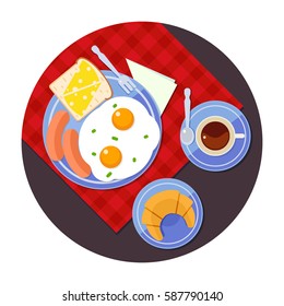 Breakfast time. Vector flat illustration.