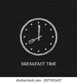 Breakfast time vector icon Food time on the clock
