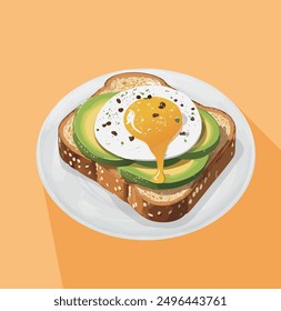 Breakfast toast avocado toast with poached egg and pepper