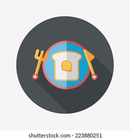 breakfast toast flat icon with long shadow,eps10