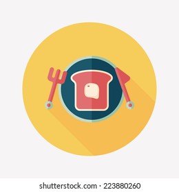 breakfast toast flat icon with long shadow,eps10