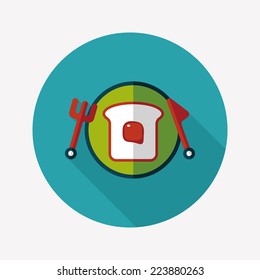 breakfast toast flat icon with long shadow,eps10