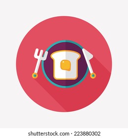 breakfast toast flat icon with long shadow,eps10