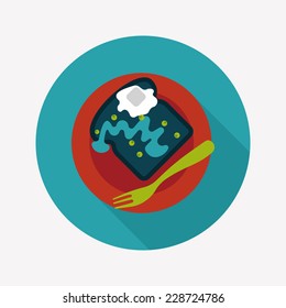 breakfast toast flat icon with long shadow,eps10