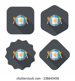 breakfast toast flat icon with long shadow,eps10
