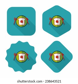 breakfast toast flat icon with long shadow, eps10