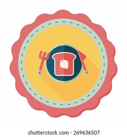 breakfast toast flat icon with long shadow,eps10