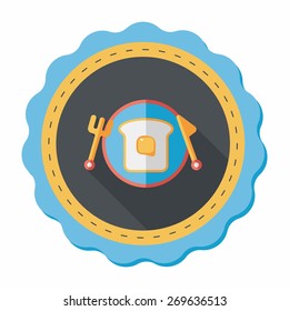breakfast toast flat icon with long shadow,eps10