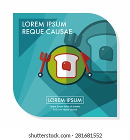breakfast toast flat icon with long shadow,eps10