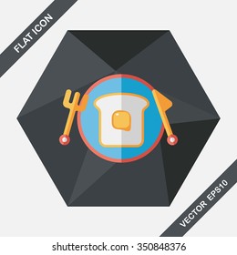 breakfast toast flat icon with long shadow,eps10