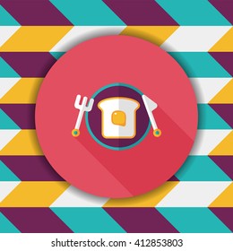 breakfast toast flat icon with long shadow,eps10
