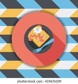 breakfast toast flat icon with long shadow,eps10