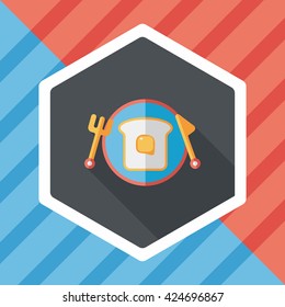 breakfast toast flat icon with long shadow,eps10