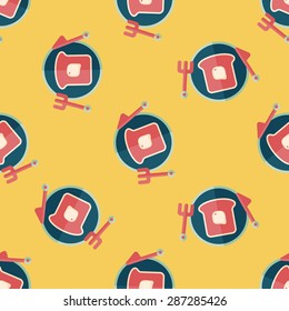 breakfast toast flat icon,eps10 seamless pattern background