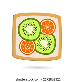 Frühstück Toastfrucht mit Brot, Orange und Kiwi, gesundes Essen am besten für Ihren Körper