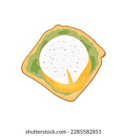Breakfast toast with poached egg and avcodo. Vector illustration
