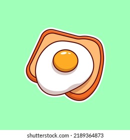 Breakfast toaster wihh egg cartoon vector icon isolated object