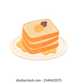 Breakfast toasts with honey. Morning dish dessert, pastry food isolated illustration