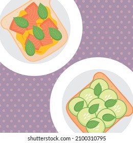 breakfast toasts on a plates