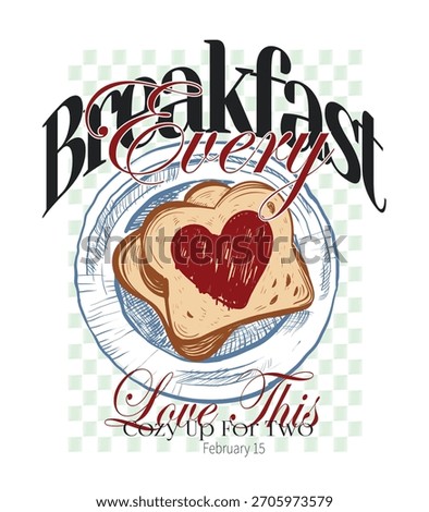 Breakfast t-shirt design artwork for vector graphics. hand drawing artwork for food fashion. trendy 
