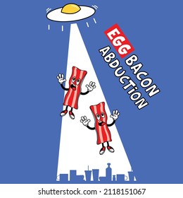 BREAKFAST UFO EGG BACON ABDUCTION VECTOR