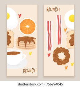Breakfast vector concept, brunch illustration with donut