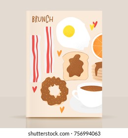 Breakfast vector concept, brunch illustration with donut