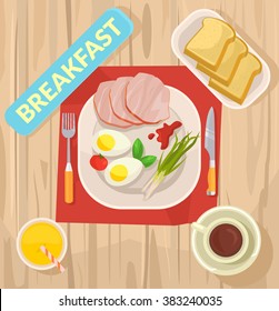 Breakfast. Vector flat illustration