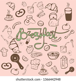 breakfast vector hand made icons set