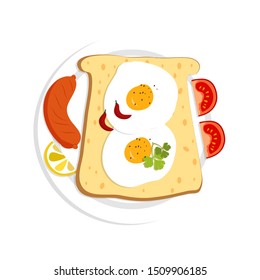 breakfast vector illustration design, sandwich with fried egg vector design.