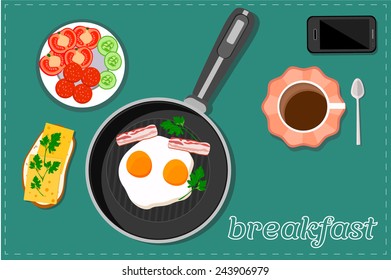 Breakfast - vector illustration. Flat