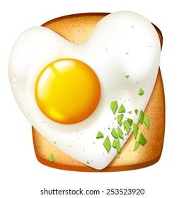 Breakfast vector illustration, morning meal, toasted sandwich with fryed egg, realistic  food icon