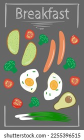 breakfast vector illustration tasty healthy bright on gray background