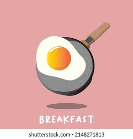 Frühstück mit einem sehr hargekochten Ei aus einer warmen Pfanne