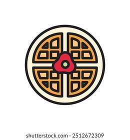 Café da manhã Waffle Icon Vetor Ilustração