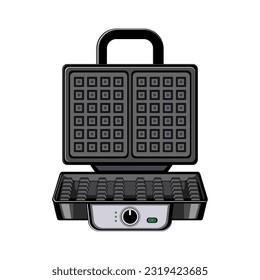 breakfast waffle iron cartoon. food machine, cooking kitchen breakfast waffle iron sign. isolated symbol vector illustration