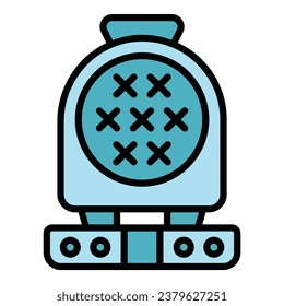 Vector de contorno de icono del fabricante de waffle de desayuno. Máquina de hierro. Color de la receta belga
