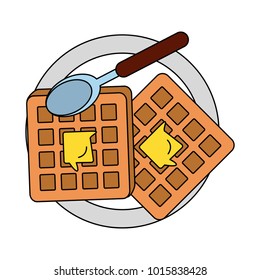 Breakfast waffles food
