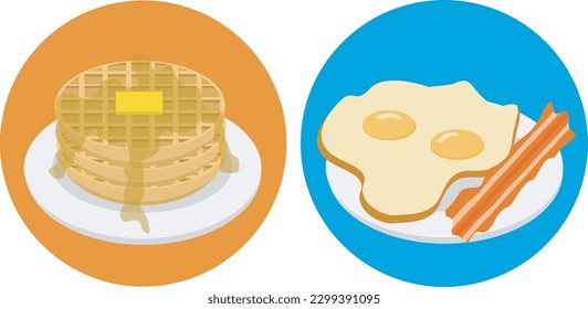 Breakfast of Waffles and fried eggs