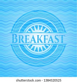 Breakfast water wave concept style badge. Vector Illustration. Detailed.