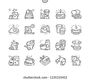 Breakfast Well-crafted Pixel Perfect Vector Thin Line Icons 30 2x Grid for Web Graphics and Apps. Simple Minimal Pictogram