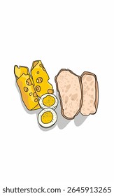 Desayuno Pan blanco entero Huevos hervidos y queso