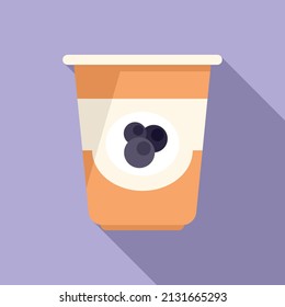 Breakfast yogurt icon flat vector. Food meal. Cereal lunch