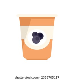 Breakfast yogurt icon flat vector. Food meal. Cereal lunch isolated