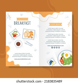 Breakfasts Brochure Template Flat Cartoon Background Vector Illustration