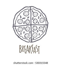 Breakfest hand drawn icon over white background. Doodle illustration