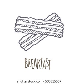 Breakfest hand drawn icon over white background. Doodle illustration