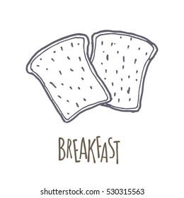 Breakfest hand drawn icon over white background. Doodle illustration