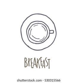 Breakfest hand drawn icon over white background. Doodle illustration